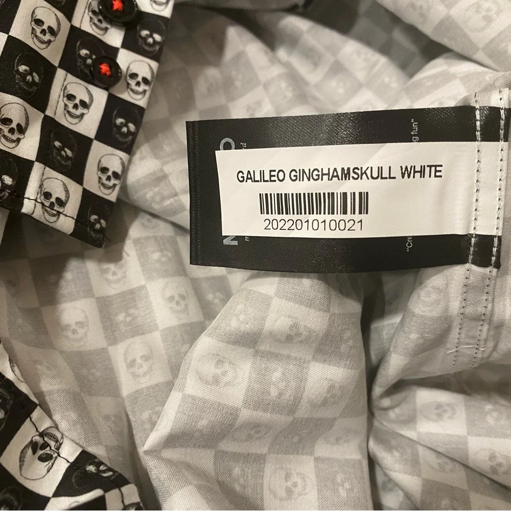 SHIRT NEW Maceoo Gallileo gingham skull Luxe Paris L - Picture 9 of 14